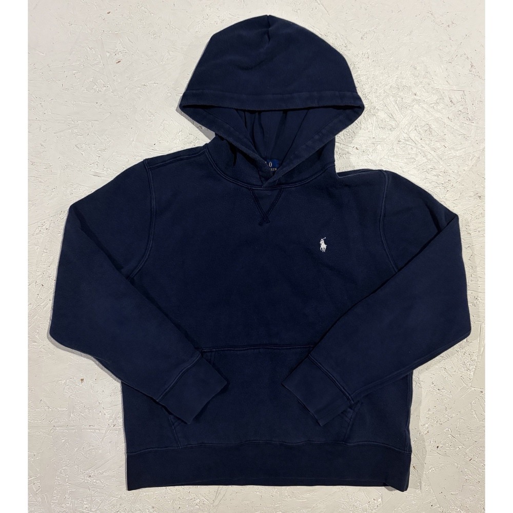 Polo Ralph Lauren Youth Large Blue Fleece Hoodie Sweatshirt Pullover Boys